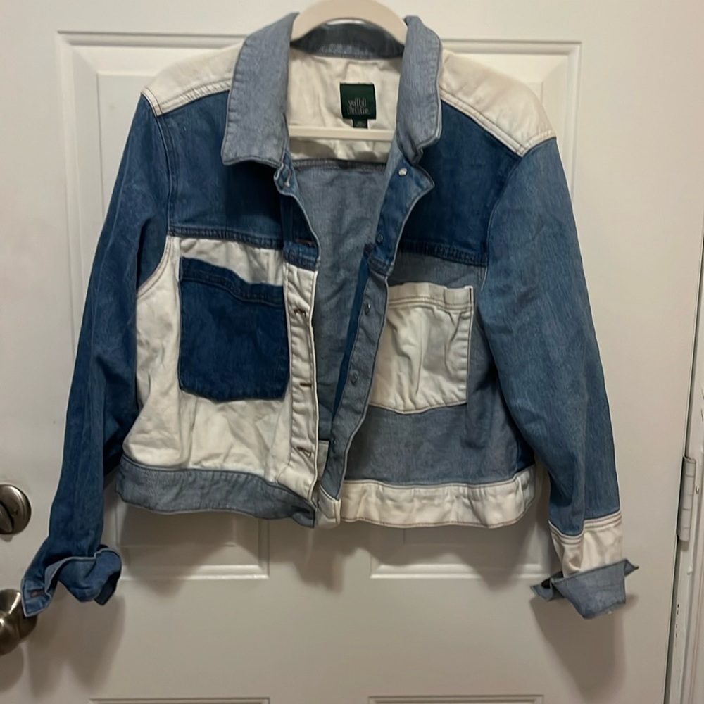Color block denim jacket